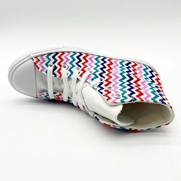 Converse CTAS Hi White University Red Zig Zag Kids Casual Shoes 667192F - Picture 4 of 5